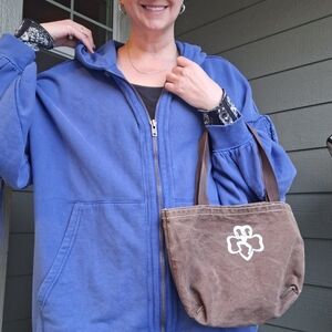 Vintage 80s 90s Brownie Girls Brown Canvas Mini Tote Bag Girl Scouts Of America